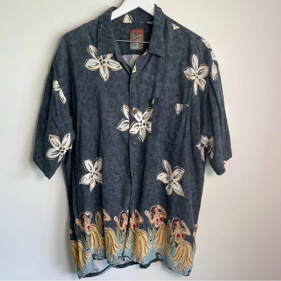 Pineapple Connection hula girls Hawaiian button down t-shirt size XL - Picture 1 of 5